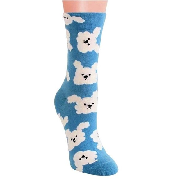 Andi Larose Womens Puppy Dog Pattern Socks White on Blue Gift Packaged - Picture 2 of 10